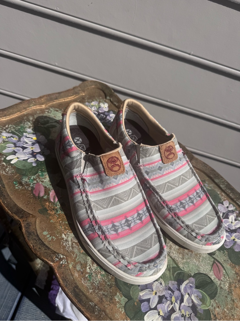 Twisted X Women’s Slip-On Loafers in Gray & Pink Stripes